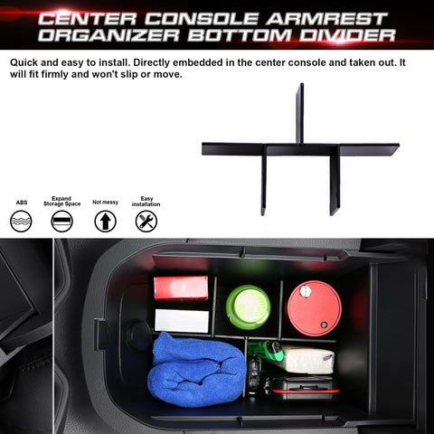 Interior Center Console Armrest Box Storage Container Holder Tray Organizer Divider, Compatible with Toyota Rav4 2019-2023