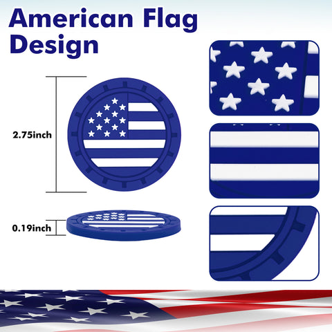 2.75 Inches USA Flag Style Anti Slip Drink Cup Holder Insert Mat Universal Fit