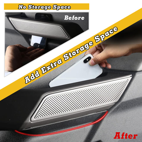 x xotic tech Door Side Handle Storage Box Compatible with Ford Bronco 2021-2025 Interior Accessories, Door Grab Armrest Phone Pocket Insert Organizer Tray Container w/Black Mat