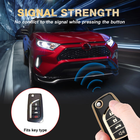 Set TPU Full Protect Folding Key Fob Cover For Toyota Camry LE 2018-2019