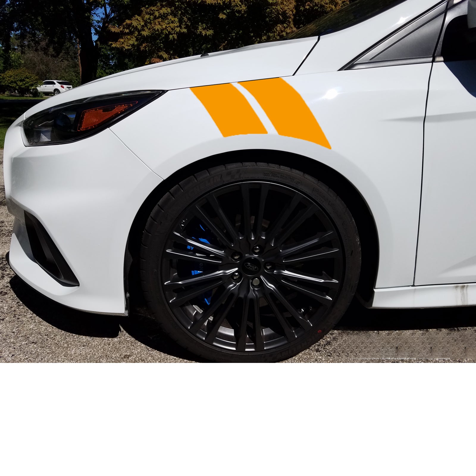 Xotic Tech 4-Piece Blue Hood & Fender Hash Mark Racing Stripes Vinyl Decal Sticker