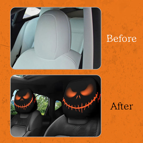 Auto Universal Fit Front Seat Halloween Scary Personalized Mask Head Rest Cover