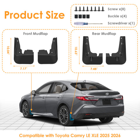 Mud Flaps Splash Guards Fender Accessories Kit For Toyota Camry LE XLE 2025 2026