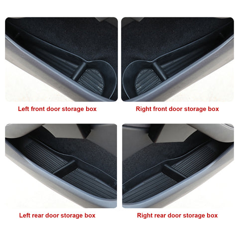 4PCS/Set Door Side Handle Slot Armrest Storage Box Organizer Holder Tray Front and Rear Accessories Compatible with Tesla Model 3 2016-2024