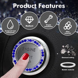 2pcs Bling Rhinestone Car Engine Ignition Start Button Ring Emblem Sticker Cover