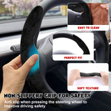 Xotic Tech Custom Fit Steering Wheel Wrap Protector Cover Accessories w/Non-Slip Comfortable Grip Function For Men/Women, Compatible with Tesla Model 3 Model Y 2017-2024