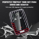 x xotic tech Glossy Black/Red Carbon Fiber Texture Hard Key Fob Cover Case Compatible with Chevrolet Silverado 1500 2500HD 3500HD Colorado Suburban Tahoe or GMC Yukon Canyon Sierra 1500 2500 3500