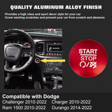 Alloy Engine Start Stop Push Button Cover For Dodge Charger Challenger 2010-2022