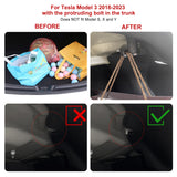 Rear Trunk Grocery Bag Organizer Holder Hanger Hook + Foldable Cargo Groceries Tote Sundries Storage Box Fabric Bag Basket Kit Compatible with Tesla Model 3 2018-2023