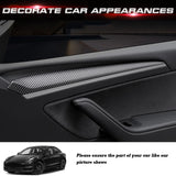 2x Matte Black Carbon Fiber Style Door Panel Cover For Tesla Model 3 2021-2023 & Model Y 2020-up