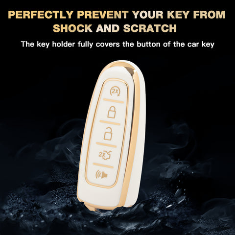 2X White TPU Full Cover Smart Key Fob Cover For Ford CMAX Edge Escape Expedition