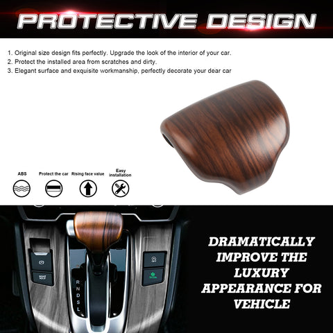 Peach Wood Grain Inner Gear Shift Lever Knob Cover Trim For Honda CR-V 2017-2022