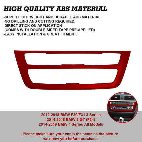 enter Consoles Multimedia Air Condition CD Control Panel Decoration Frame Cover Trim, Sporty Red, Compatible with BMW F30 F31 F32 F33 F34 F36 3GT 3 4 Series