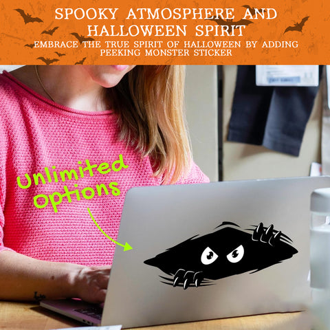 11x4.25 Inches Large Vinyl Car Peeking Monster Bumper Sticker for Cars, Trucks