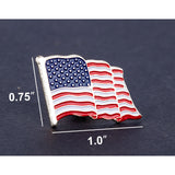 Silver American Flag Waving Lapel Pins, Patriotic US Flag Pins for National Day