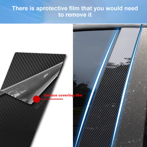 Carbon Fiber Style Window Pillar Post Trim Stickers For Honda Accord Sedan 18-22