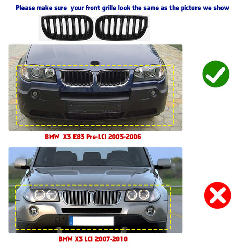 Tri-Colored Front Center Kidney Grille Strips Clip Cover For BMW X3 E83 2003-06