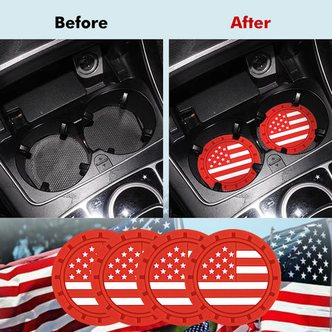 2.75 Inches USA Flag Style Anti Slip Drink Cup Holder Insert Mat Universal Fit