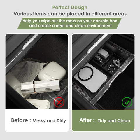 Center Console Organizer Tray Hidden Storage Box For Tesla Model 3/Y 2025 2026