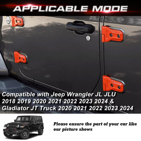 x xotic tech Door Hinge Cover Trim Decoration Exterior Accessories Compatible with Jeep Wrangler JL JLU 2018-up & Gladiator JT Truck 2020-up (8Pcs)