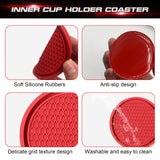 Set Red Soft Silicone Rubber Non-Slip Car Cup Insert Coaster Universal 2.7" /7cm