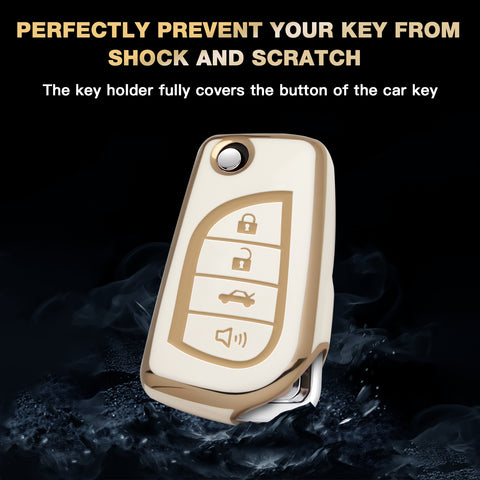 Set TPU Full Protect Folding Key Fob Cover For Toyota Camry LE 2018-2019