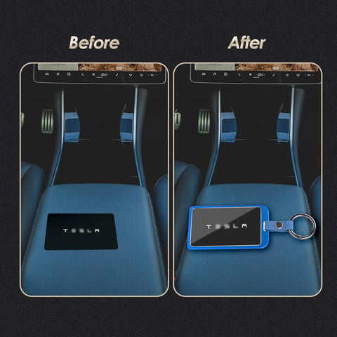 x xotic tech Transparent Card Key Holder, Card Protective Case Cover Comapatible with Tesla Model Y/3/S/X Cybertruck Accessories, Full Protection Key Fob Shell Key Chain(Aluminum Alloy)