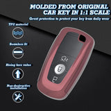 Pink TPU Key Fob Shell Full Cover Case w/Keychain, Compatible with Ford Edge Escape Expedition