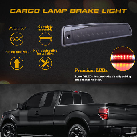 LED 3rd Brake Light Assembly, High Mount Stop Tail Cargo Lamp Kit for Dodge Ram 1500 2500 3500 Pickup 1994-200