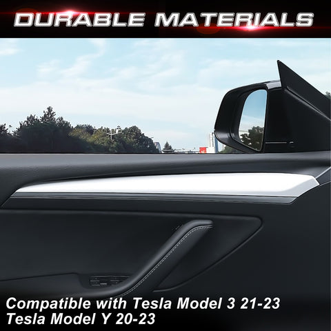 For Tesla Model 3 2021-2023 & Model Y 2020-up Glossy White Door Panel Molding Decor Trim