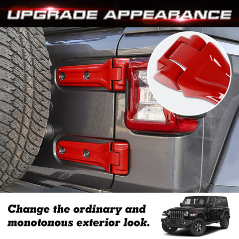 x xotic tech Rear Door Tailgate Hinge Cover Trim Compatible with Jeep Wrangler JL JLU 2018-up, Spare Tire Bracket Liftgate Exterior Accessories Decoration(4Pcs)