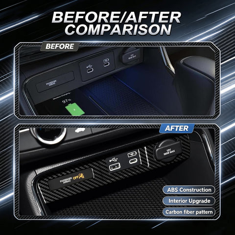 Wood/Carbon Look Console USB Port Charger Switch Panel Cover For Honda CRV 2023+