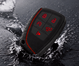 x xotic tech Silicone Smart Key Fob Cover Case Protector Gray w/Red Trim Fits Chevrolet Silverado 1500 2500HD 3500HD, Tahoe, Suburban & GMC Sierra, Yukon 5-Button Keyless Entry Remote Key Holder