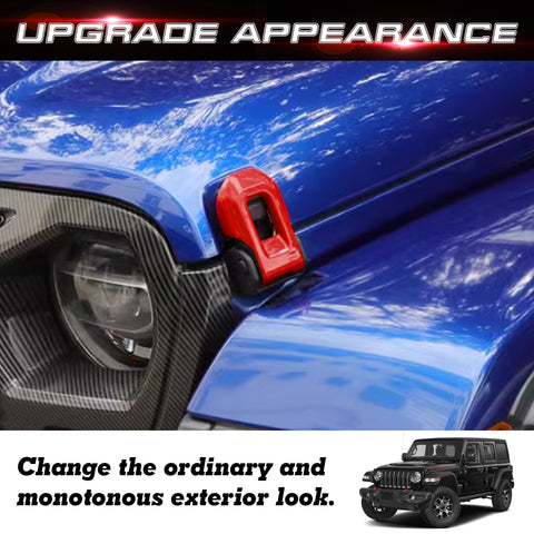 x xotic tech Hood Latches Engine Buckle Bonnet Fastener Cover Trim Decoration Compatible with Jeep Wrangler JL JLU 2018-up & Gladiator JT 2020-up(2Pcs)