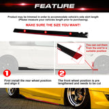 Front Bumper Lip Chin Spoiler+ 2.2M Side Skirt Winglets Diffusers+ Adjustable 10"-13" Support Rod Compatible with Honda Accord Civic or VW MK5 MK6 MK7 or Kia Optima, Glossy Black w/Red