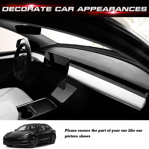 2x Matte White Dashboard Overlay Strip Cover For Tesla Model 3 2017-2023 & Model Y 2020-up