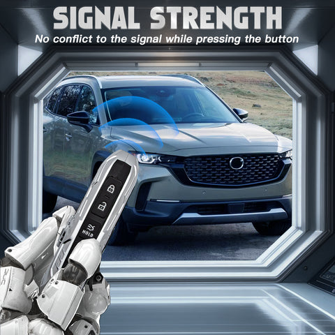 x xotic tech Mech Style Heavy Duty Metal Key Fob Cover Compatible with Mazda CX-5 CX-30 CX-50 CX-70 CX-90 3 6 CX-9 WAZSKE11D01 662F-SKE11D01, Zinc Alloy Key Case Protector Shell Keychain