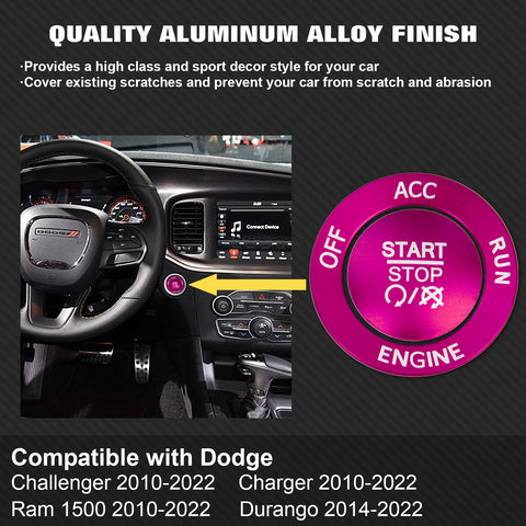 Keyless Engine Push Start Button & Surrounding Ring For Dodge Charger Challenger