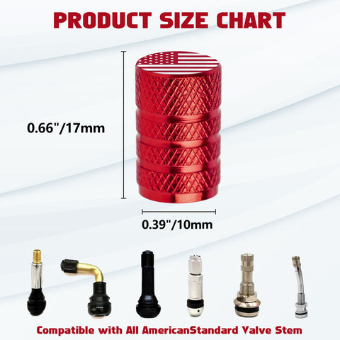 4pcs American Flag Tire Valve Stem Cover Caps Anodized Aluminum Alloy, Corrosion Resistant Leak-Proof Wheel Valve Cap Set, Universal for Cars Trucks Motorcycles SUVs