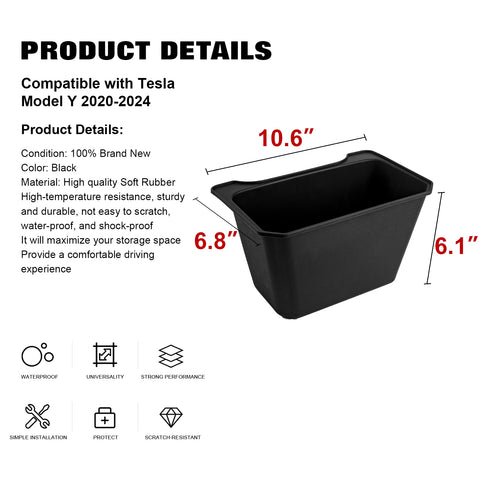 Center Rear 2nd Row Seat Middle Storage Organizer For Tesla Model Y 2020-2024