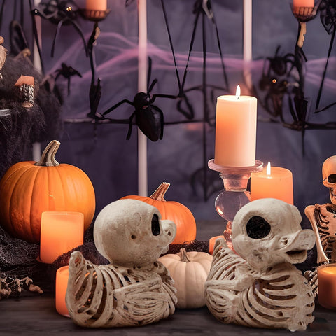 2PCS Duck Skeleton Plastic Bones Halloween Decorations Spooky Graveyard Decor