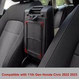2x Center Armrest Box Hidden + Lower Storage Organizer For Honda Civic 2022-up