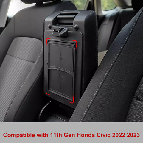 2x Center Armrest Box Hidden + Lower Storage Organizer For Honda Civic 2022-up