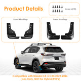 x xotic tech Mud Flaps Splash Guard Compatible with Mazda CX-5 CX5 2022 2023 2024 2025 2026, No Drill Front & Rear Mudguards Fender Protector Set w/Hardware Car Accessories(4PCS)