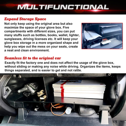 Interior Center Console Glove Box Storage Container Holder Tray Organizer Divider, Compatible with Toyota Tacoma 2016-2023