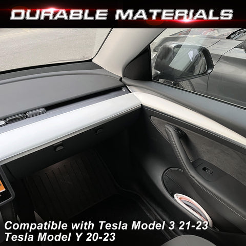 Set Gloss White Dashboard + Door Panel Trim For Tesla Model 3 2021-2023 & Model Y 2020-up