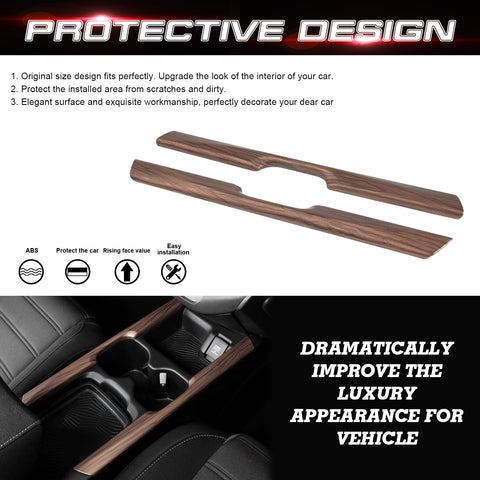 Peach Wood Style Console Water Cup Holder Panel Stripe Cover For Honda CRV 17-20