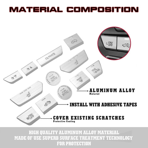 x xotic tech 12pcs Center Console AC Button Switch Patch Cover Trims, Silver Aluminum Alloy, Compatible with Honda CR-V DX 2017-2022