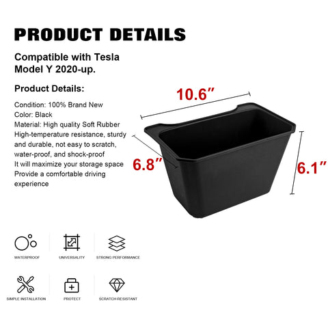 Console Armrest Organizer+Backseat Storage Container For Tesla Model Y 2021-2023