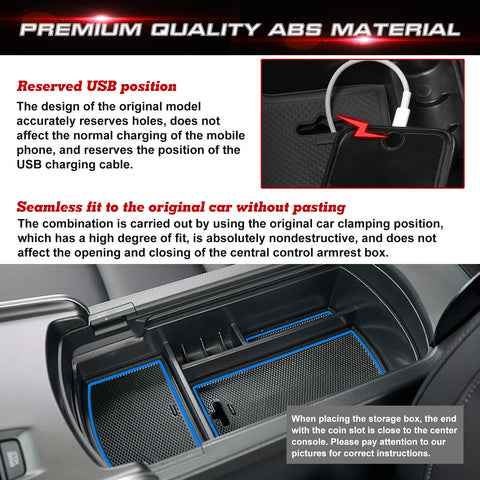 Central ABS Armrest Storage Box Grocery Holder w/Anti-Slip Pad For Accord 2018-22